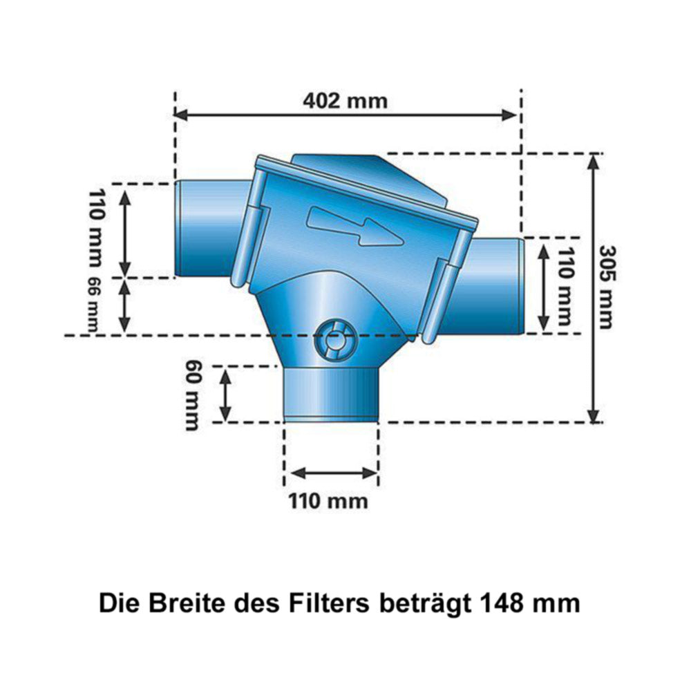 Maße - Patronenfilter aus Öltank-Umrüstst 3 für Regenwasser.