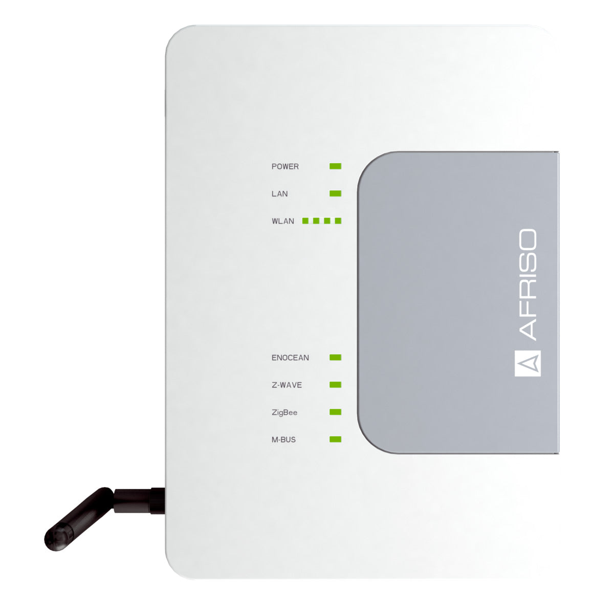 AFRISOhome Gateway HG 01 - Ansicht von oben mit allen LEDs