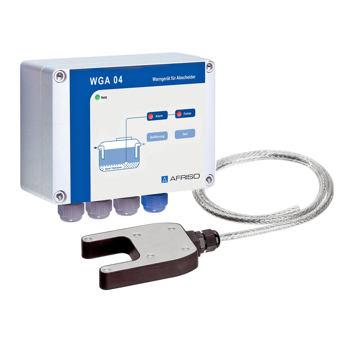 Warngerät für Abscheider WGA 04 inkl. Sonde WGA-SN 01 für Sand-/Schlamm-Schichtdickenalarm