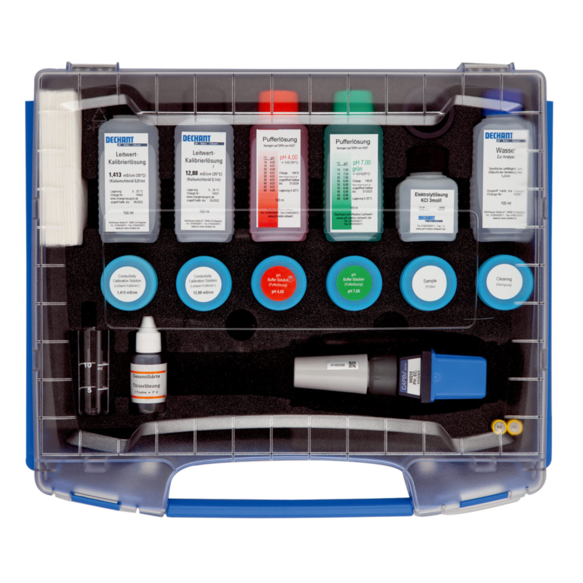 Inhalt Systemkoffer - CAPBs-Set zur Wasserqualitätsbestimmung WQ 10 von AFRISO (Art.-Nr.: 560017)
