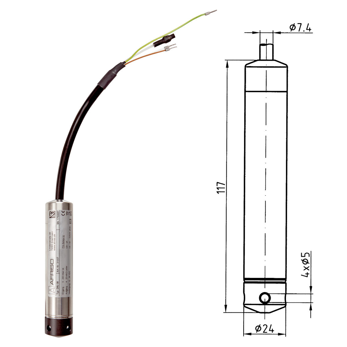 Tauchsonde, Pegelmessssonde, Druckmessumformer HydroFox® DMU 08