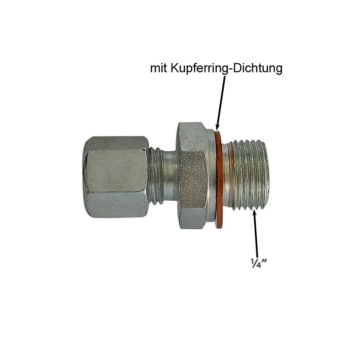 Schneidringverschraubung G ¼ Zoll für Anschluss kleine Heizölzähler von Aquametreo oder Braun