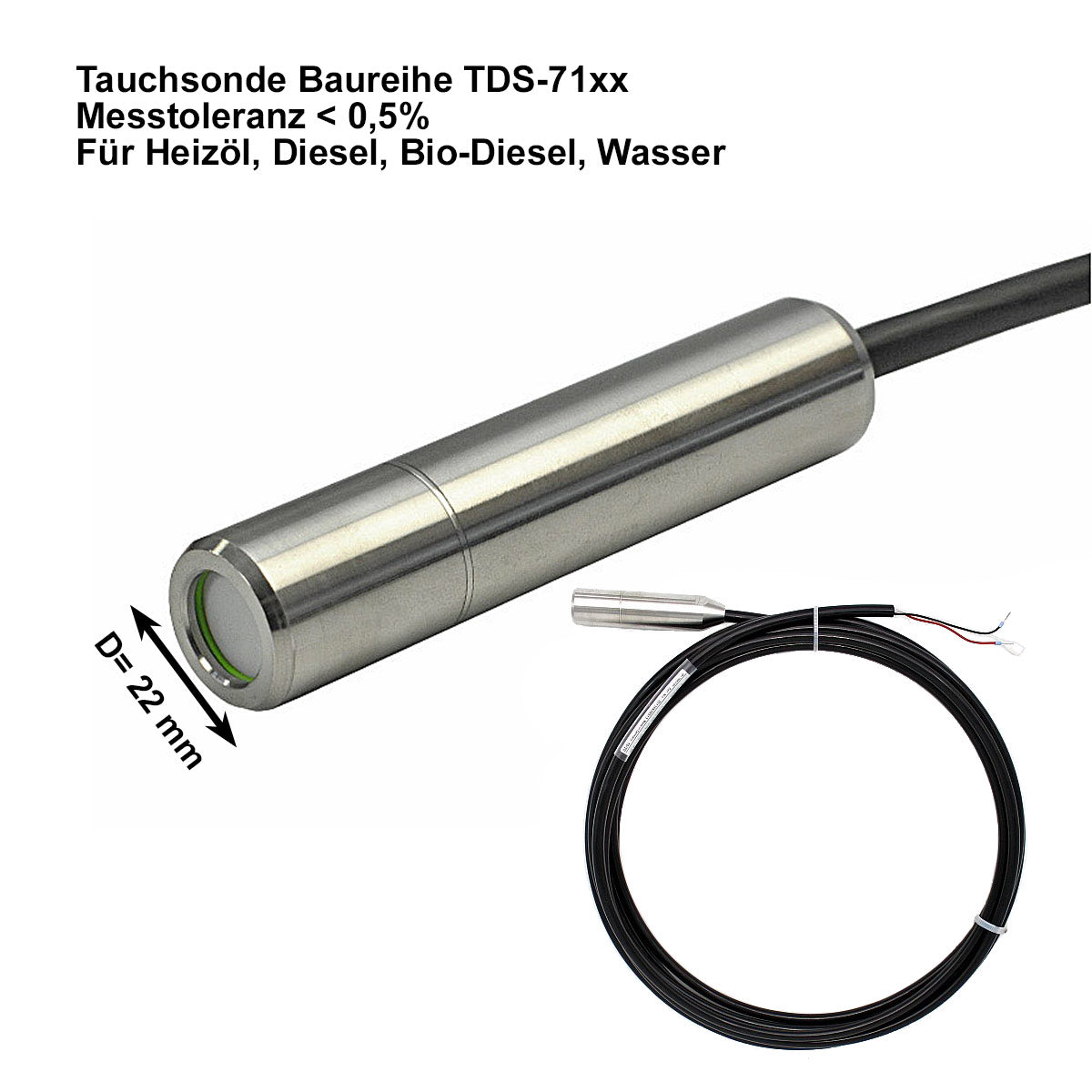 Hochwertige Tauchsonde-Pegelmesssonde TDS-71-250-P6 für Öltanks, Dieseltanks, Industrietanks oder Wasser-Brunnen