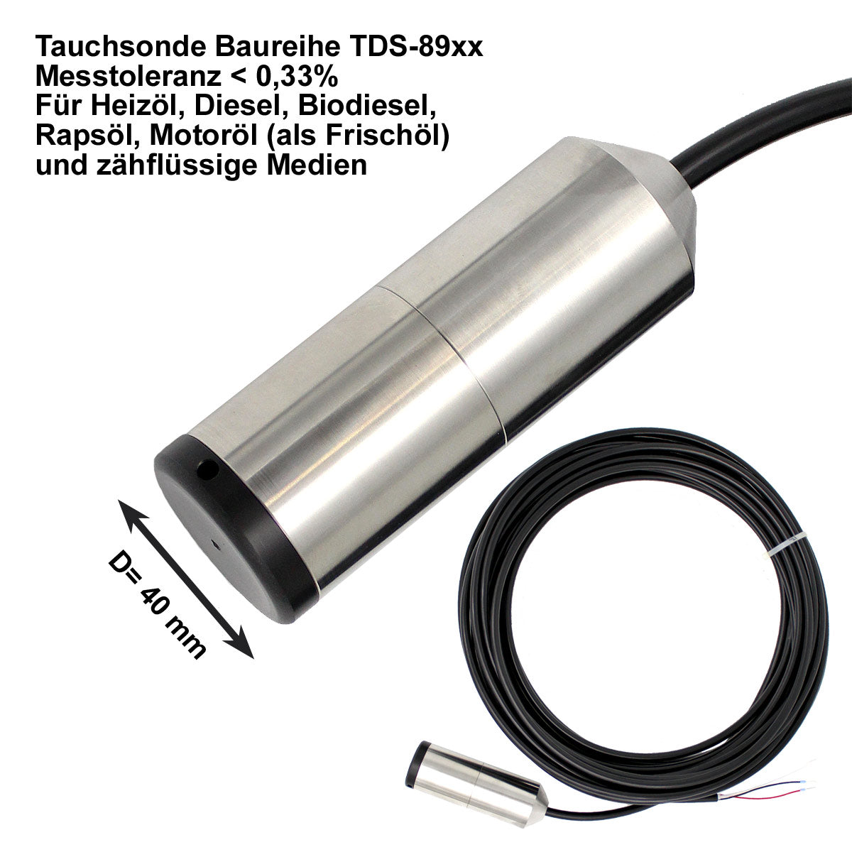 Genaue Pegelmessonde TDS-89 für Öle, Schmierstoffe und zähflüssige Medien