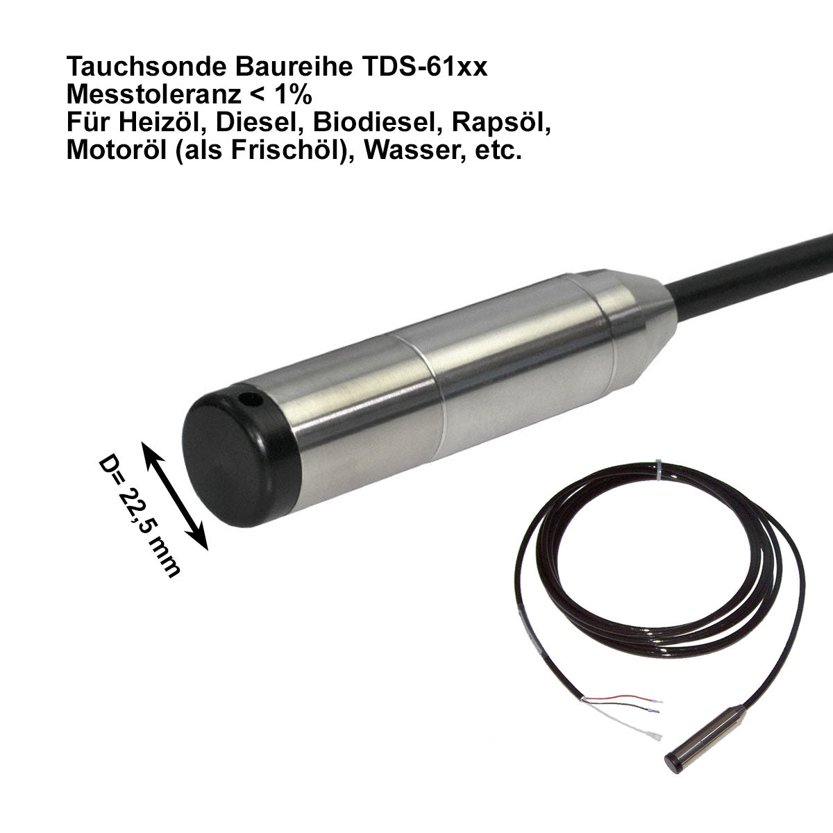 Pegelmessonde, hydrostatische Edelstahl-Tauchsonde der 1% Toleranzklasse, Serie TDS-61-xxx von Tecson