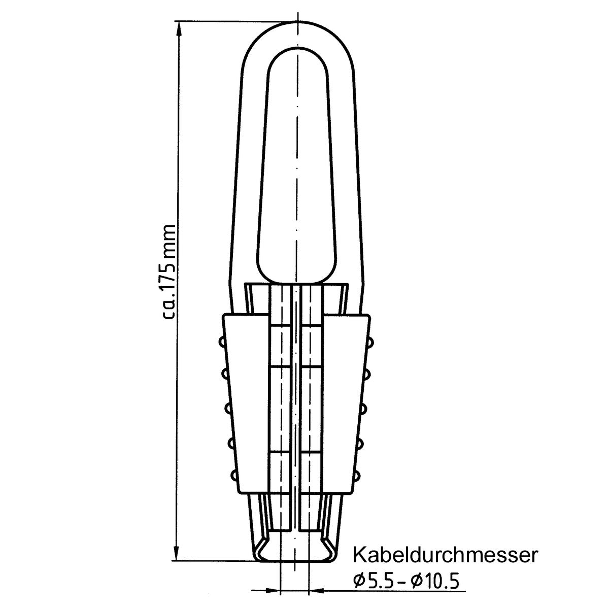 Maße Abspannklemme für Tauchsondenkabel