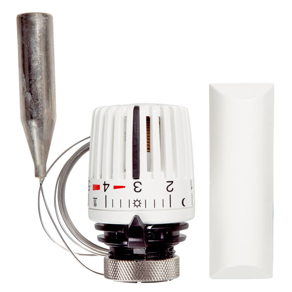 Heizkörper-Thermostatkopf 323 FN mit Fernfühler (2m Kapillarrohr) und Abdeckung für GAMPPER Klemmanschluss w/sw