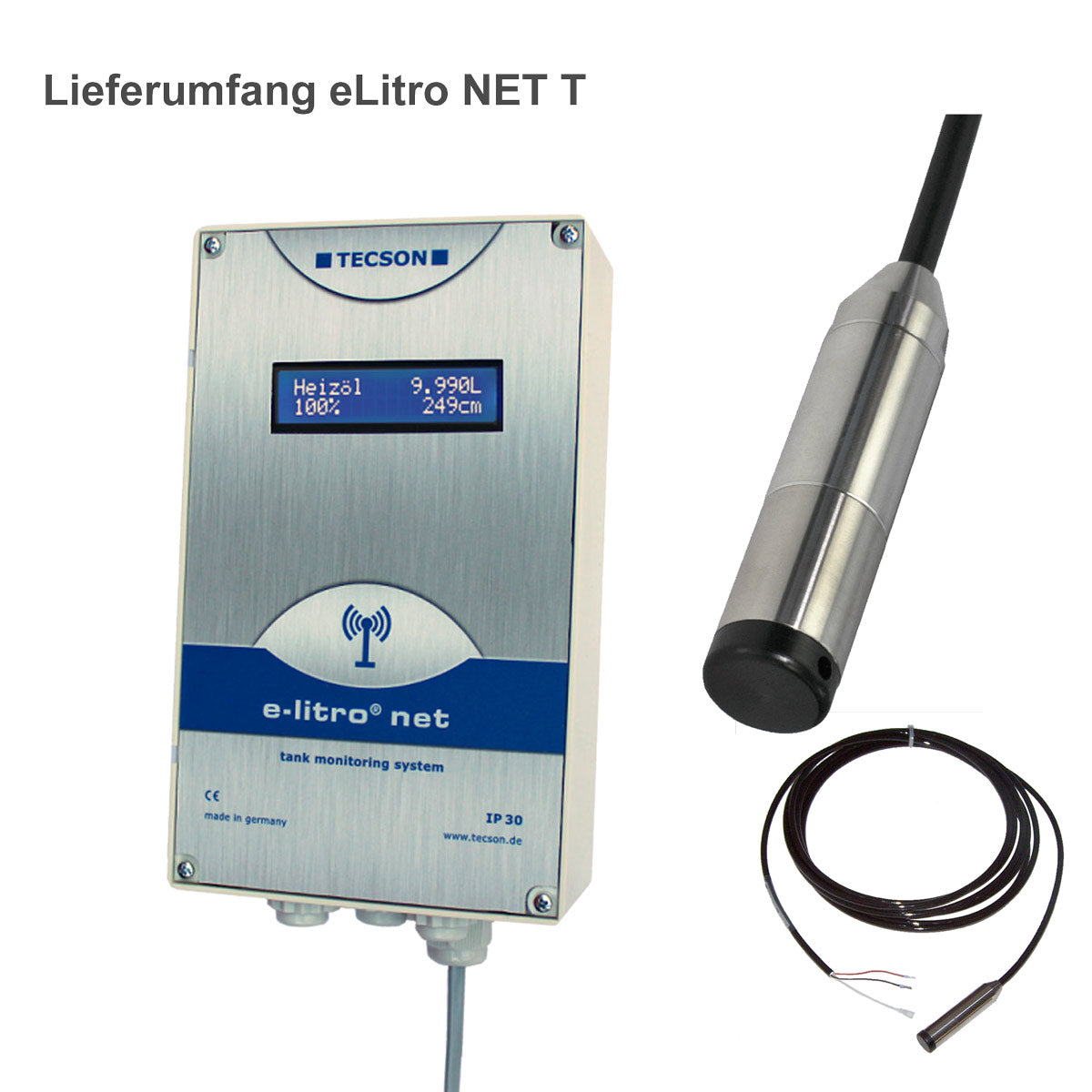 Fuellstandsanzeiger eLitro NET T (Tauchsonde) mit LAN-Buchse RJ45 zum Einbinden in ein Netzwerk